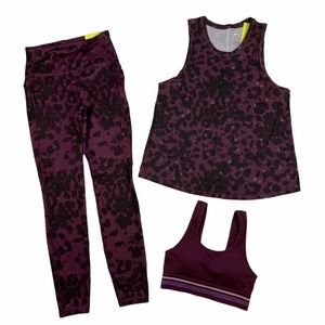 3 Items All In Motion Leopard Legging Tank Bra XS